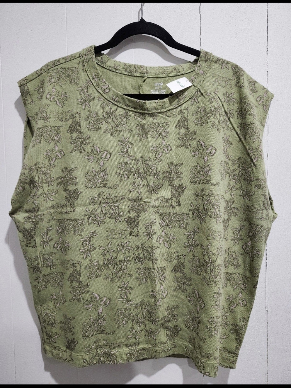 aerie Olive Green Floral Tank Top